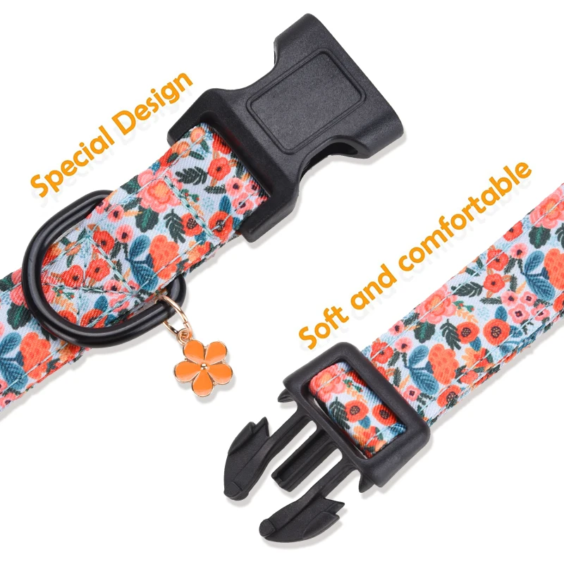 CP607 Pet dog collar with Metal pendant，Adjustable Pet Collar for Dogs and Cats