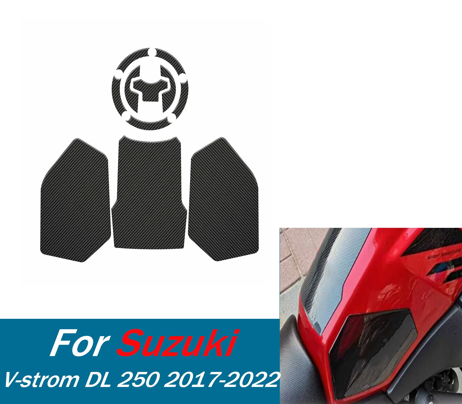 

Для Suzuki Vstrom V-strom DL 250 2017-2022 DL250 бак тяговая боковая накладка газовое топливо наколенник наклейка наклейки на мотоцикл аксессуары