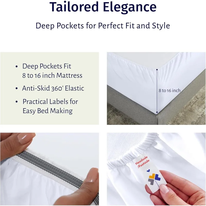 Set lenzuola queen size certificato 100% cotone egiziano - Set lenzuola matrimoniale in percal leggero e croccante Dee