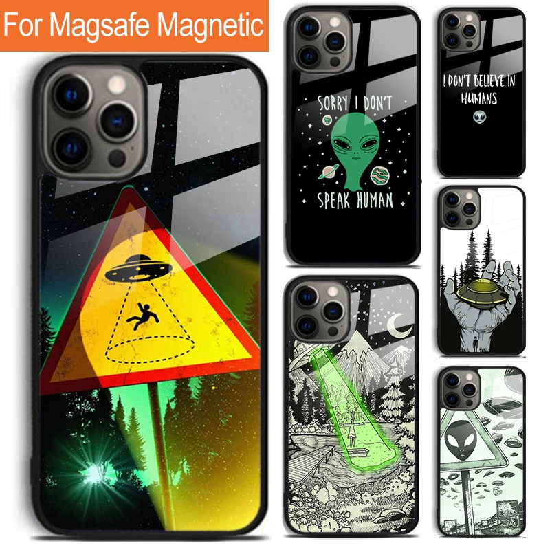 

Я хочу верю чехол для телефона с НЛО для iPhone 17, Air 16, 15, 14, 12, Pro Max Plus Magsafe, магнитный чехол для беспроводной зарядки