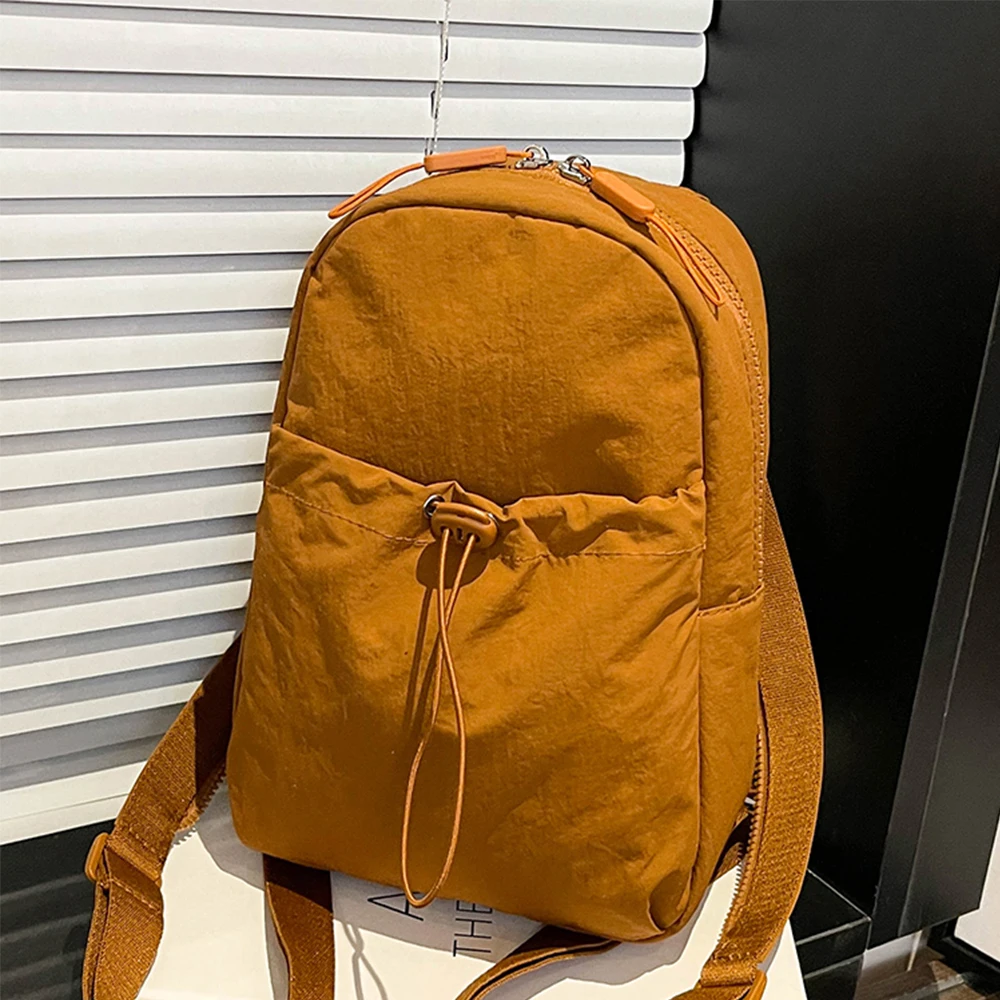 Borsa da petto in nylon tinta unita Borse a tracolla da viaggio di grande capacità Multi-tasche versatiliPack da pendolarismo da donna e da uomo