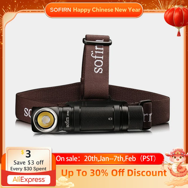 Sofirn SP40A TIR Optics Lens Headlamp LH351D LED 18650 USB Rechargeable Head Lamp 1200lm Torch with Magnet Tail Cap