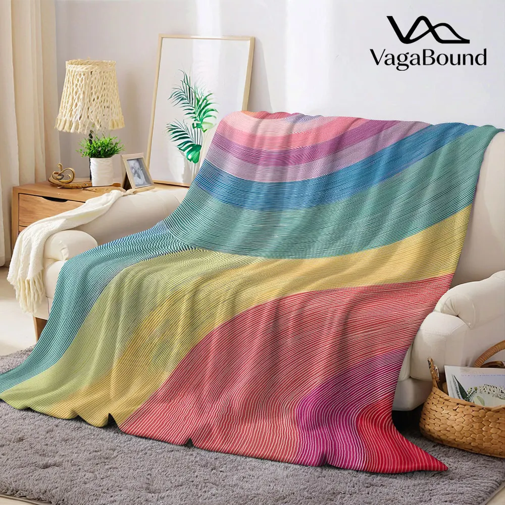 Summer Candy Check Print Flannel Blanket Warm Soft Halloween Christmas Decorative Couch Warm Cozy All-Season Gift