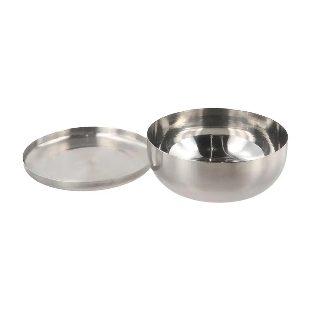 With Lid Korean Stainless Steel Bowl Round Silver Rice Bowl Anti Drop Smooth Surface Children Bowl Cream Foam