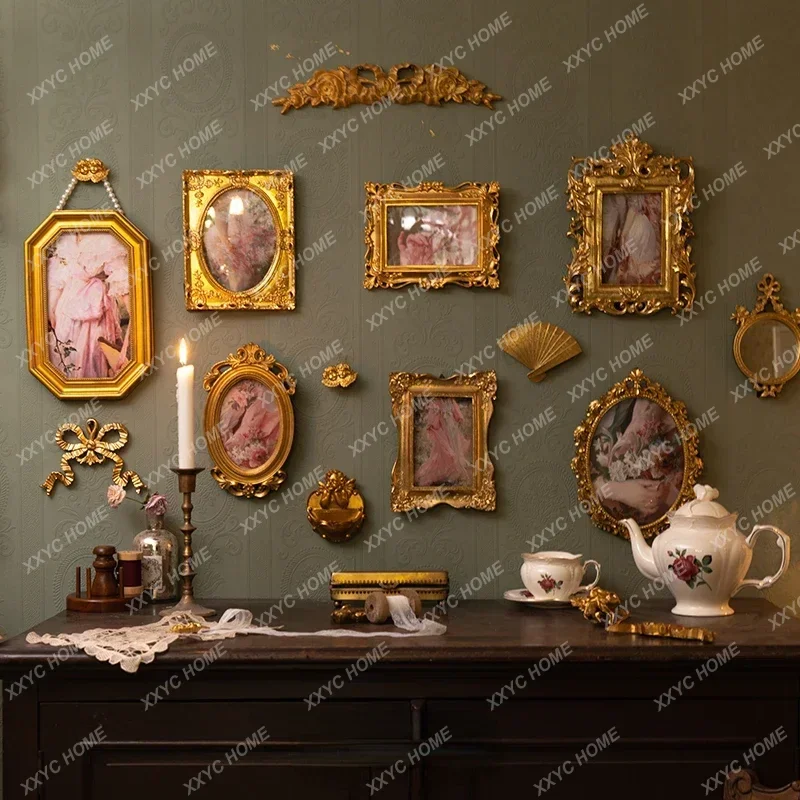 Vintage European-style Palace Embossed Photo Frame B&B Carved Wall Decoration Light Luxury Home Accessories