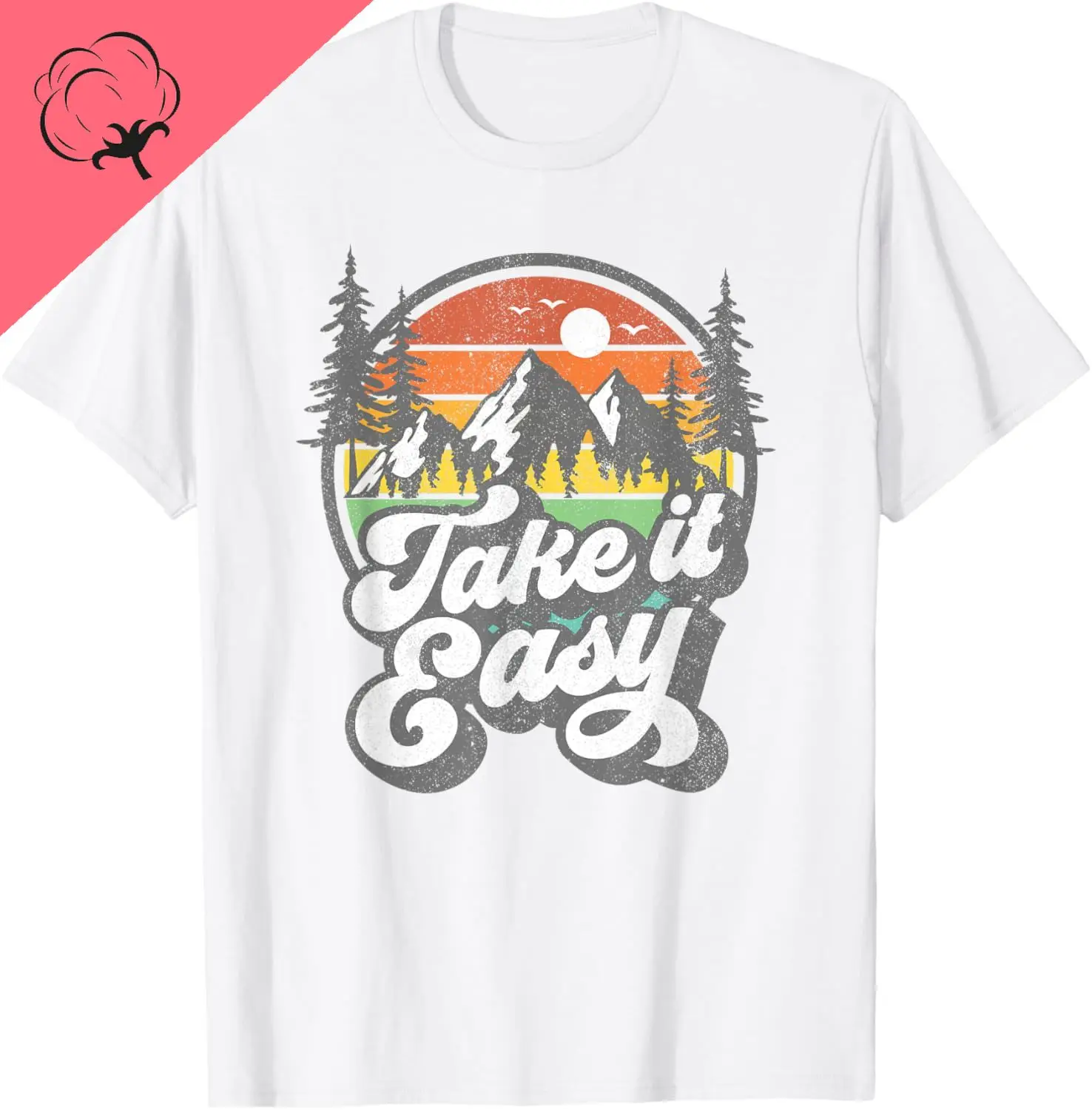 Take It Easy Retro Camping senderismo Camper al aire libre excursionista regalo camiseta transpirable y cómoda pareja Camisas ropa de calle
