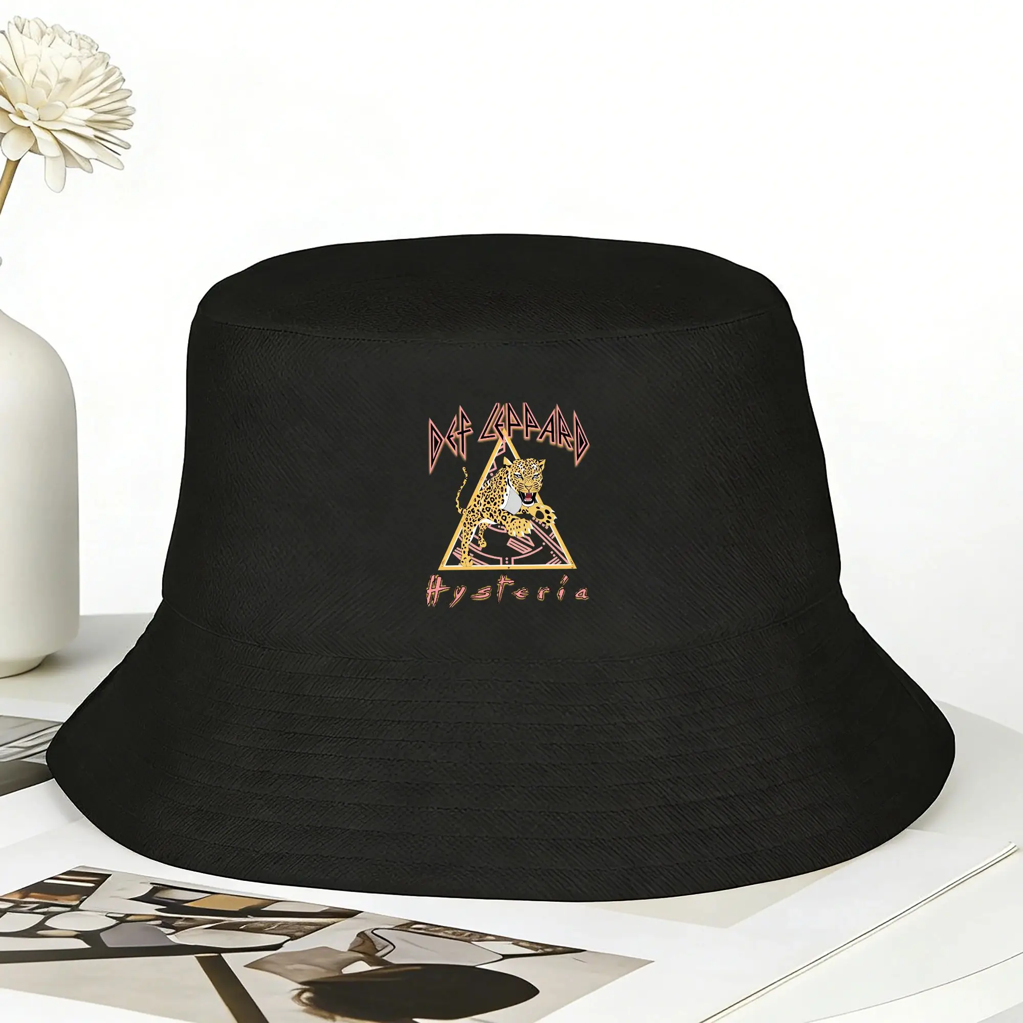 1980s Def Leppard Bucket Hat For Couple  Fisherman Hats Classic Hunting Caps Foldable Street Style Graphic Sun Hats