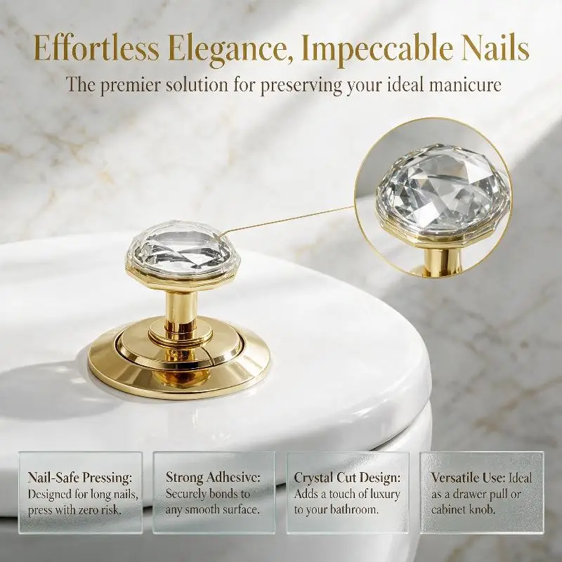(Diamond Shape Toilet Flush Button Self Adhesive Cabinet Door Drawers Handles)