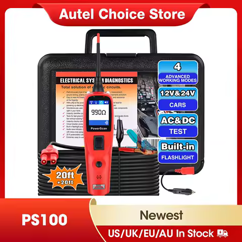 Autel PowerScan PS100 12V 24V Electrical System Auto Circuit Tester Power Probe BMS Short Open Finder Car Repair Diagnosis Tools