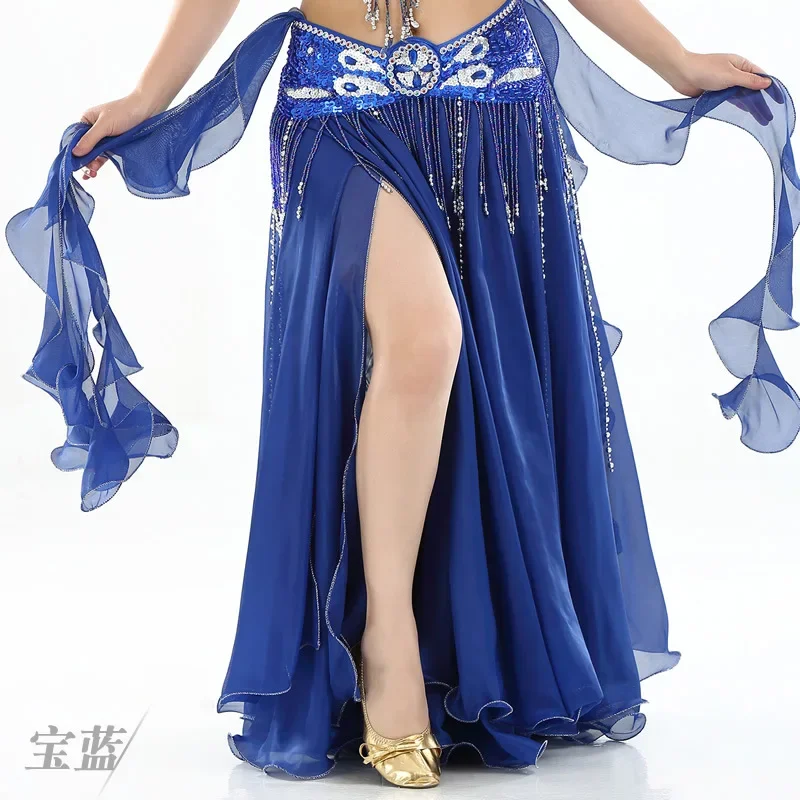 Trajes de dança do ventre saias de dança roupas elf fada longo maxi senhora feminino sexy oriental profissional palco mostrar sem cinto