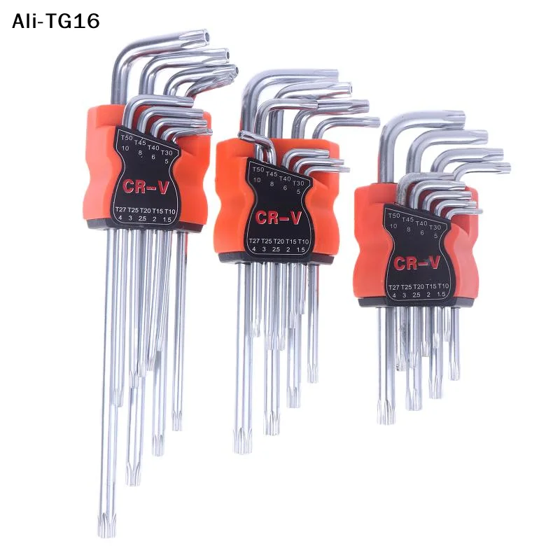 【Mya】9-teiliges Torx-Sternschlüssel-Set, Inbusschlüssel, Sechskantschlüssel, Doppelendiger L-förmiger Sternschraubendreher, Handwerkzeuge für DIY-Heimreparaturen