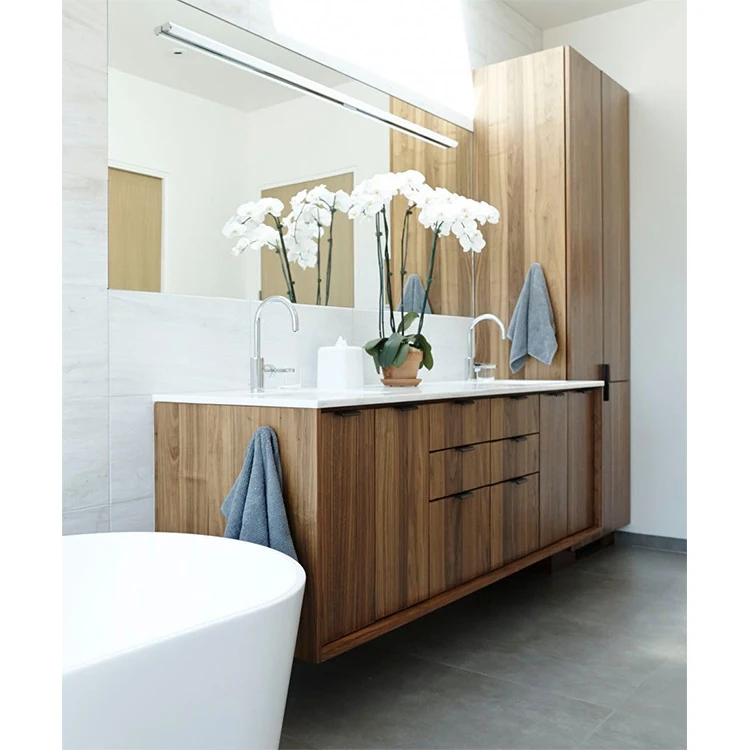 Modern luxury wall mount skinny bathroom cabinet furniture floating vanity