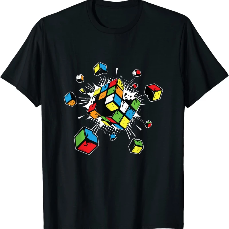 Funny Exploding Rubix Rubi Rubics Cube Present Gift for Kids TShirt Unisex Casual Tops Summer Leisure Loose Tee Boy Girl Gift