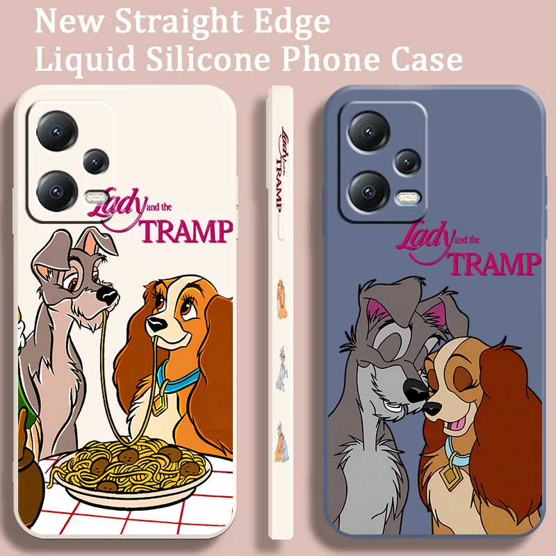 Lady And Tramp Disney For Xiaomi Redmi Note 12 12S 12R 11 11T 11S 10 10S 9 8 8T Pro Plus 5G Liquid Left Rope Phone Case