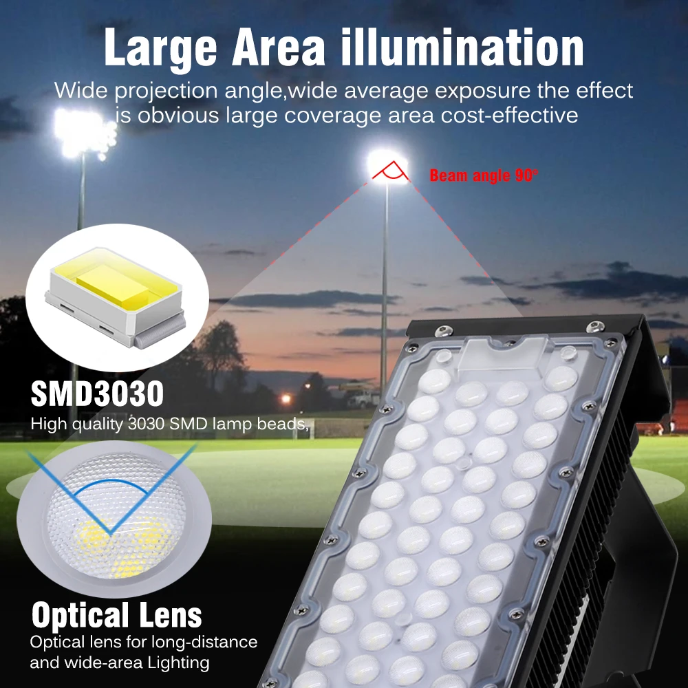 LED แสงสนามกีฬา Ultra-Bright High-Power โคมไฟสนามฟุตบอลกลางแจ้ง Professional แหล่งกําเนิดแสงตัวเลือก 100W 200W 300W 400W