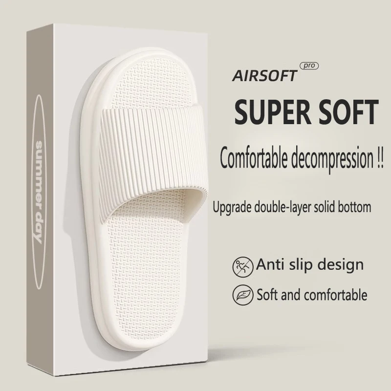 Leisure Fashion Bathroom Slippers Soft Sole Massage Shower Shoes for Women Men Couples Waterproof Non-slip Home