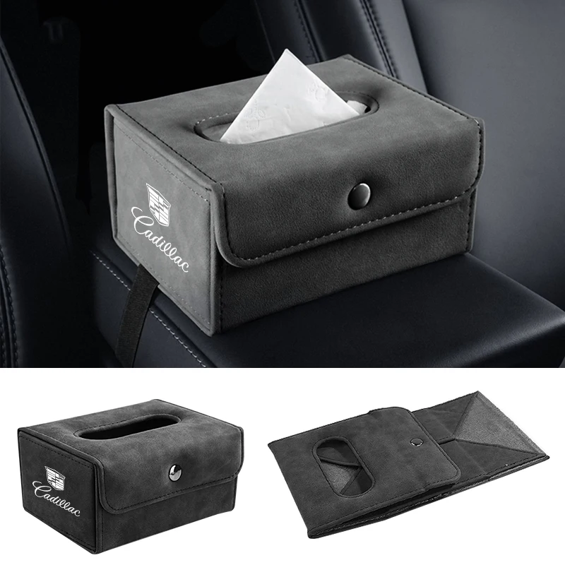 

Car Tissue Box Hanging Armrest Box Car Seat Back Folding Paper Bag For Cadillac Logo CT4 CT5 XT5 XT6 XTS ATS-L Accessories