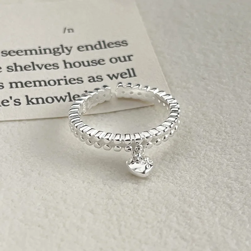 Women's Irregular Adjustable 925 Sterling Silver Heart Ring