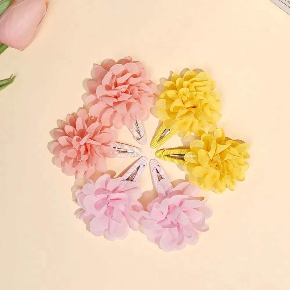 Cute Chiffon Flower Hair Clips Anti Slip Sweet Hair Barrettes Headdress Head Side Clip Princess Hair Accessory