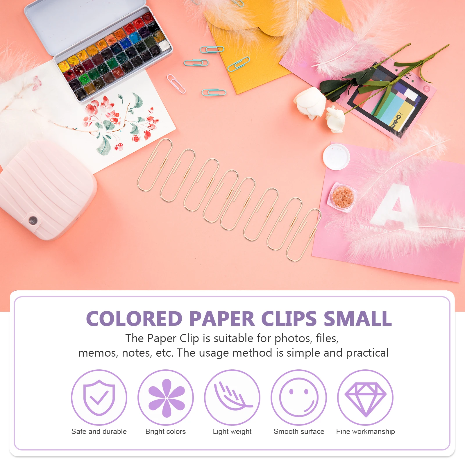 

Paper Clip Standing Multicolored Clips Delicate File Small Office Supplies Binder