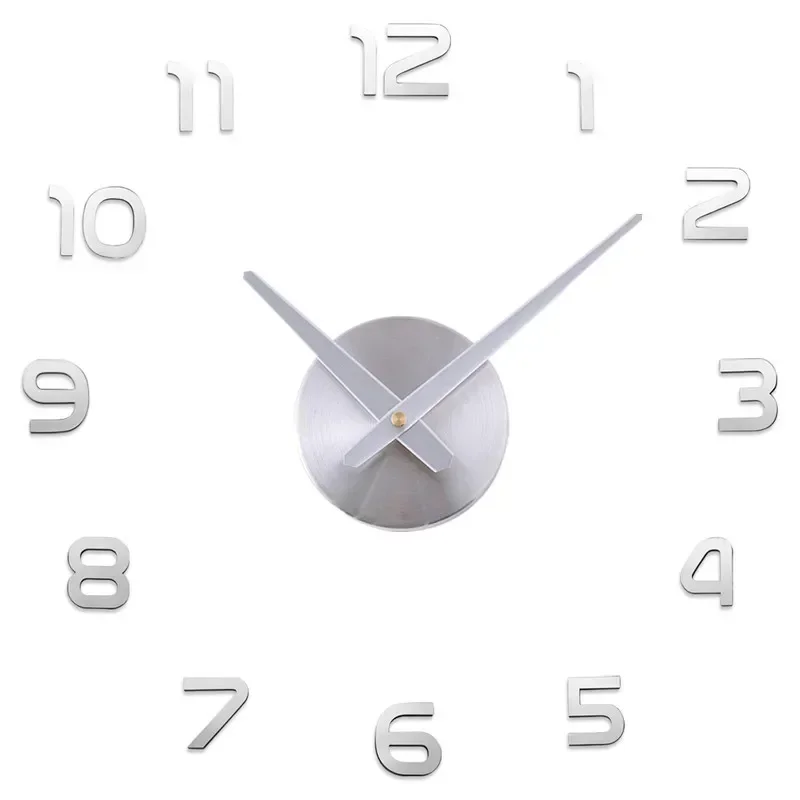 3D Wall Clock Modern Big Size Self Adhesive Needle DIY Acrylic Mirror Stickers Clock for Living Room Home Decoration