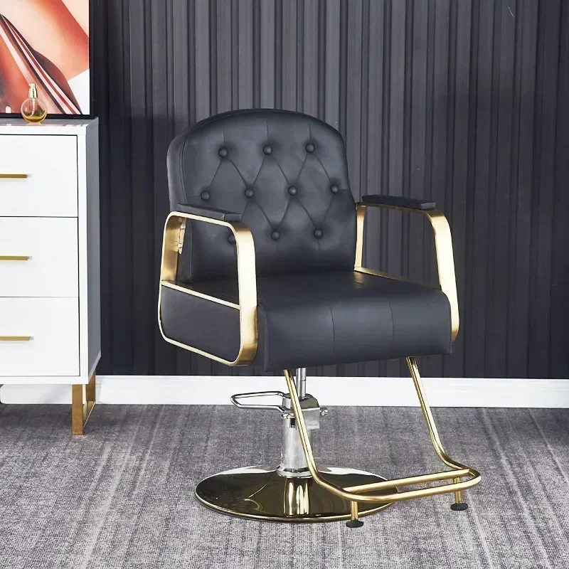 Barbershop Hairdressing Chair Retractable Swivel Adjustable Chair Leather Barber Chair