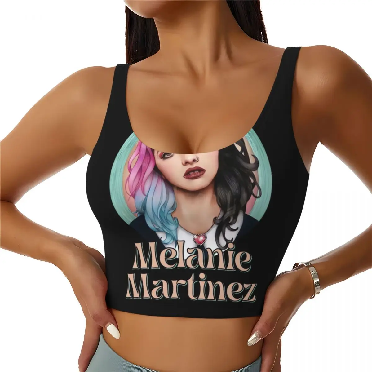 Custom Music Singer Melanie Martinez High Impact Sports Bras for Women Seamless Workout Yoga Crop Tank Tops