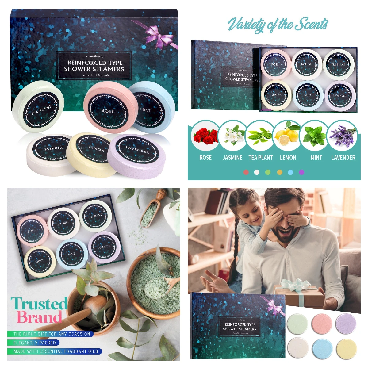 6PCS Shower Steamer Basket Shower Bomb Bath Salt Gift Box Moisturizing Body Care Hydrotherapy Essential Oil Bubble Bath