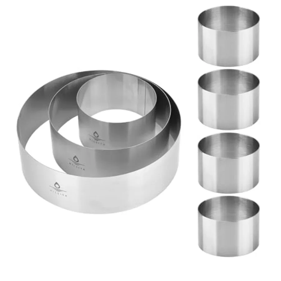 

Набор колец для торта 4/6/8 дюйма (2,36 дюйма) + 4 шт. 4-дюймовые бесшовные формы для мусса