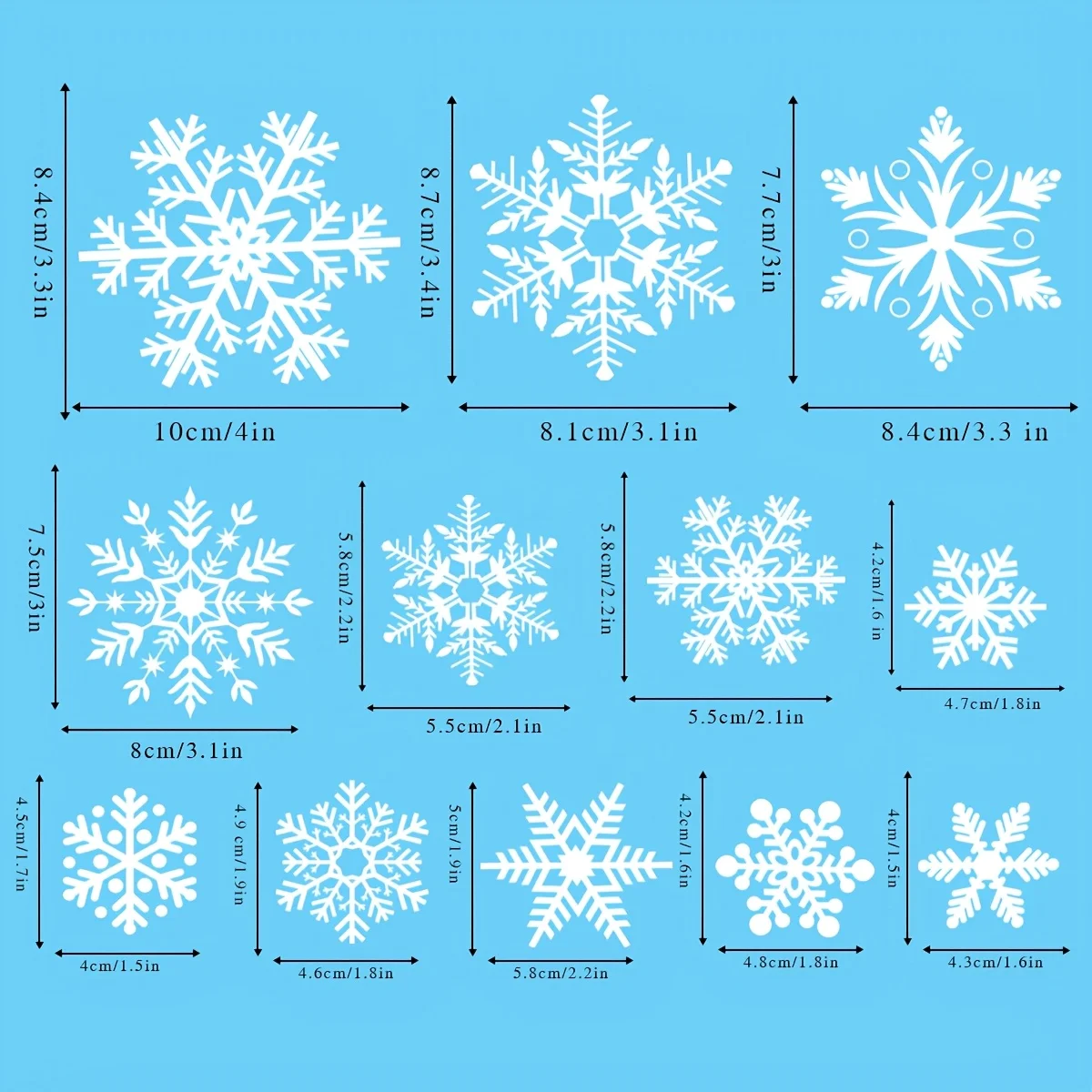 4 sheets Christmas Window Stickers - Static White Snowflake and Winter Decorations, Reusable Plastic Holiday Decoration view 5