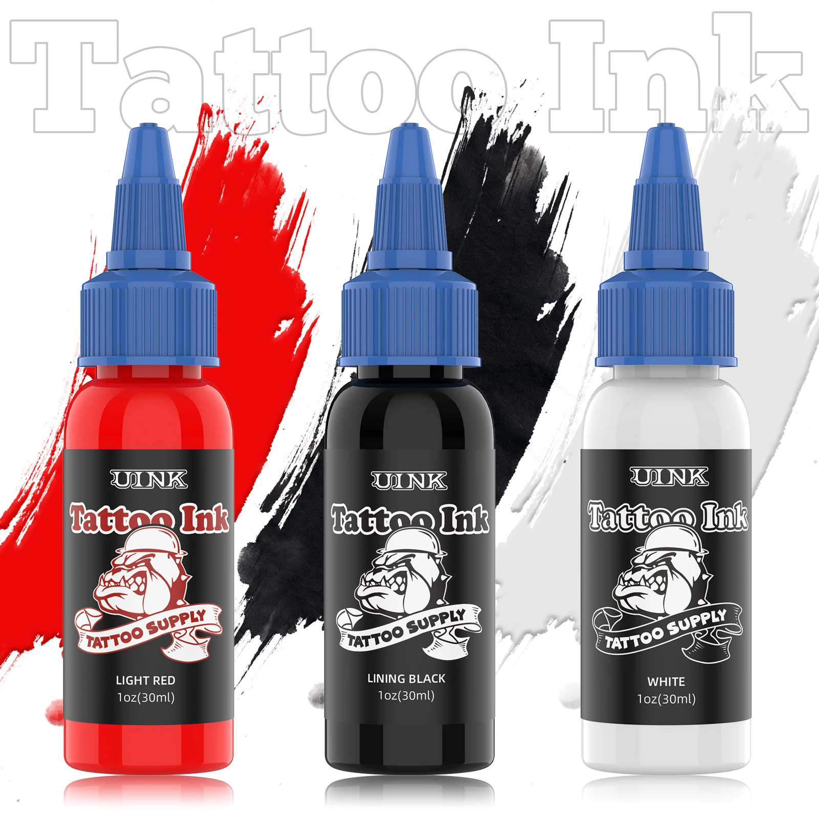 Inchiostro per Tatuaggi di Alta Qualità 30ml Rosso/Bianco/Nero Tre Colori Kit Pigmenti per Body Art Accessori per Tatuaggi