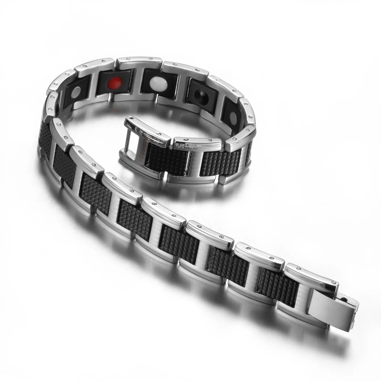 Strong Magnetic Bracelet for Men Fashion Sport Black Stainless Steel Health Care Energy Balance Bracelets