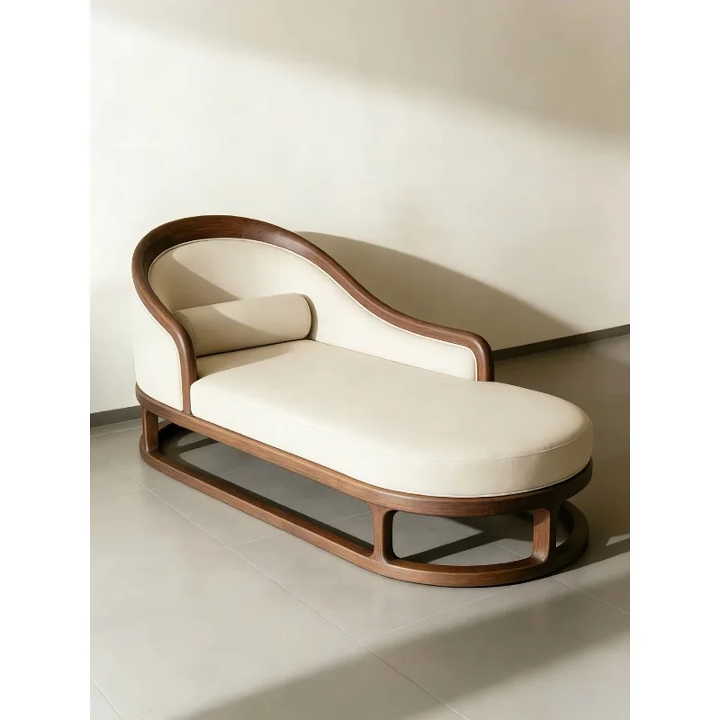 Princess chair, minimalist living room balcony solid wood leather recliner