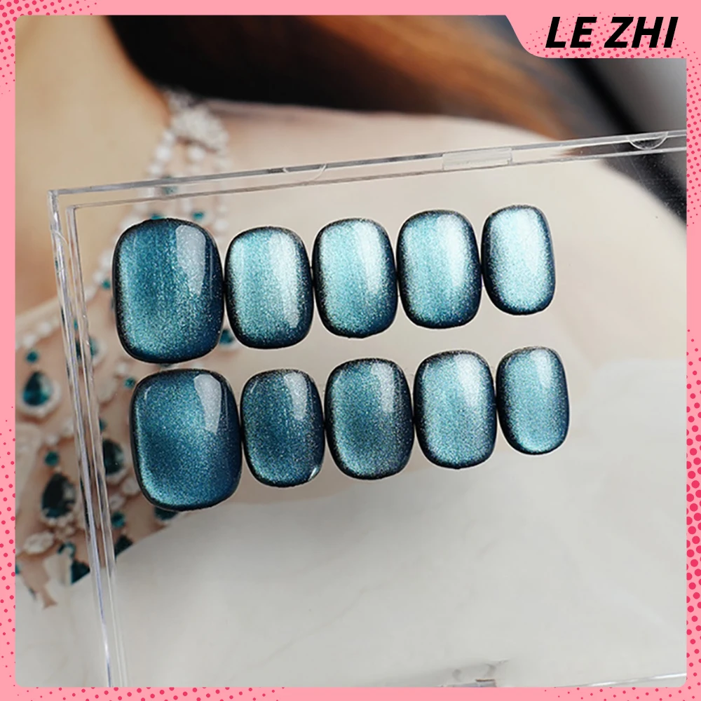 10Pcs Kawaii Girlish Heart Short Square Handmade Press On Nails 3D Flower Cat Eyes Diamond Pearl Full Cover Detachable Nail Tip