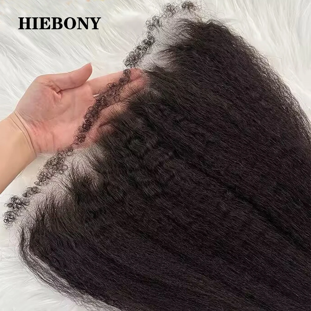 HiEbony Kinky Straight HD Lace Closure Only 4C Hairline 13x4 13x6 HD Lace Frontal Human Hair 5x5 6x6 HD lace Closure Melt Skin