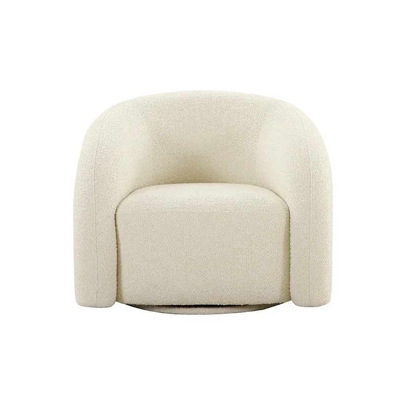 

#Minimalist Modern Swivel Single Sofa Velvet White Accent Chair Hotel Balloon Armchair Comfortable Wood Lounge Chair Living Room