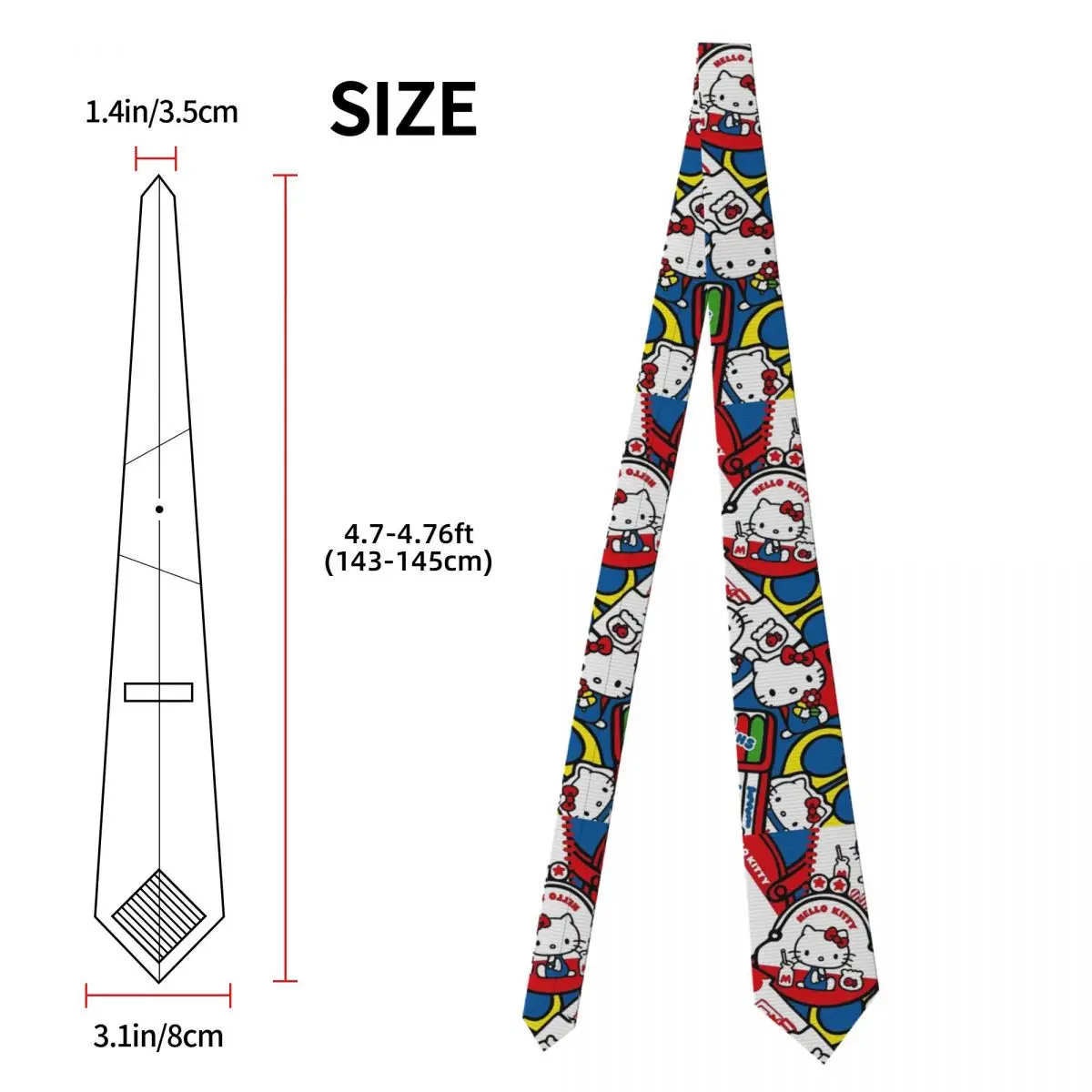 ربطات العنق هالو كيتي للجنسين من البوليستر الحريري 8 سم ربطة عنق كلاسيكية للرجال ملابس يومية Cravat إكسسوارات الزفاف دعائم تنكرية #6