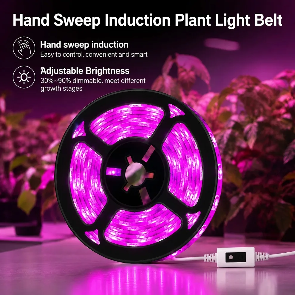 USB Full Spectrum DC5V LED Grow Light Strip 60LEDs/M Touch Dimmable 1-5M Phyto Light for Seedling Vegetable Flower Plant Growing