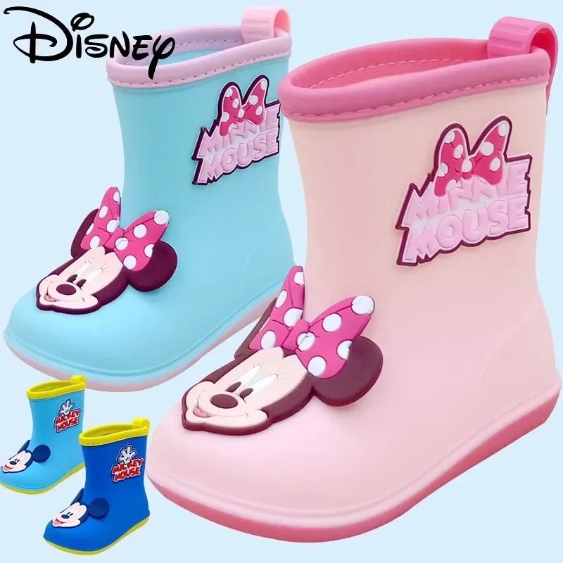 Disney children\'s rain shoes Mickey Minnie anti-skid rain boots Student cute cartoon overshoes Water shoes soft