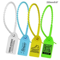 100Pcs Custom Logo Beaded Disposable Plastic Security Seals Anti-tamper Cable Ties for Garment Logistics Truck 250mm 9.8