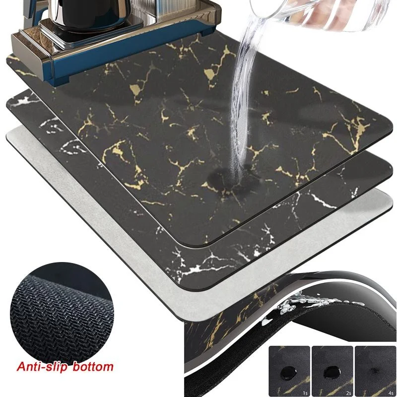 Super Absorbent Coffee Drain Pad Dish Drying Mat Tableware Draining Pad Quick Dry Rug Kitchen Dinnerware Placemat