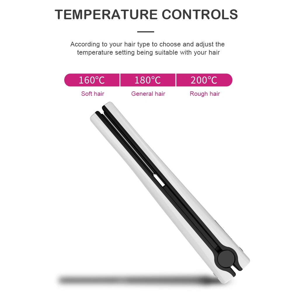 Professional Cordless Mini USB Hair Straightener Create Straight and Curled Styles Titanium  Ceramic Plates view 3