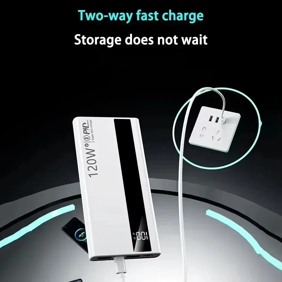 Lenovo 2026 1000000mAh Large Capacity Power Bank 120W Fast Charging Digital Display Outdoor Power Supply for Huawei iPhone view 5