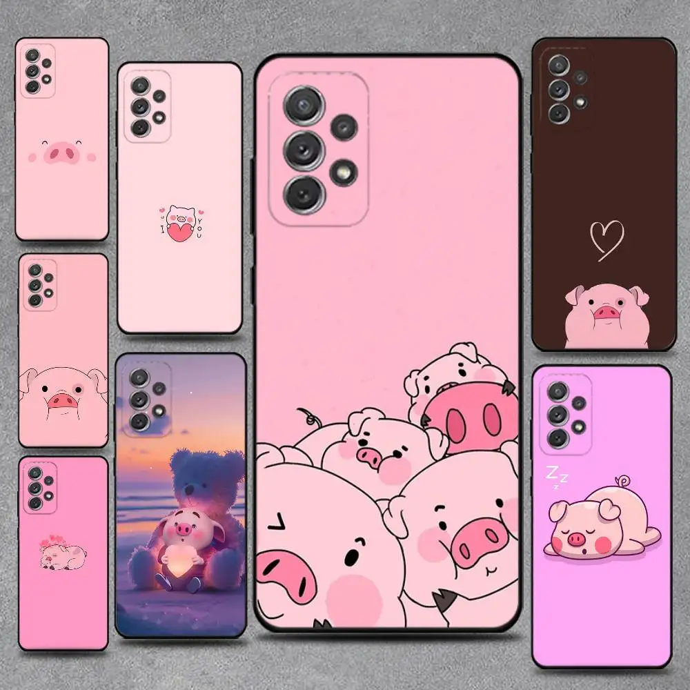 

Cute Pink Pig Cartoon Phone Case For Samsung S25,S24,S21,S22,S23,S30,Ultra,S20,Plus,Fe,Lite,Note,10,9,5G Black Cover