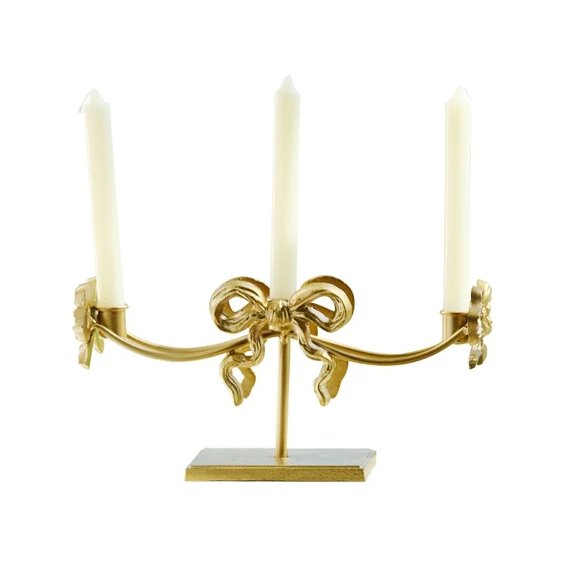 Bowknot Metal Candlestick, Retro Desktop Candle Holder, Dining Table Decoration, Crafts, Wedding Photography Props