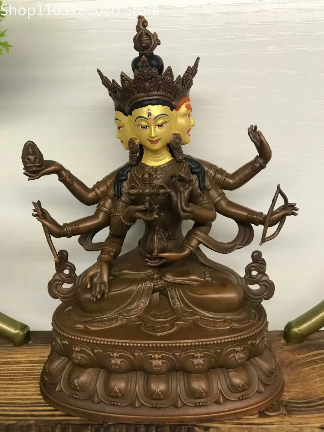 Red copper Painting ushnisha vijaya Namgyalma buddha statue sculpture,30cm,20cm,15cm