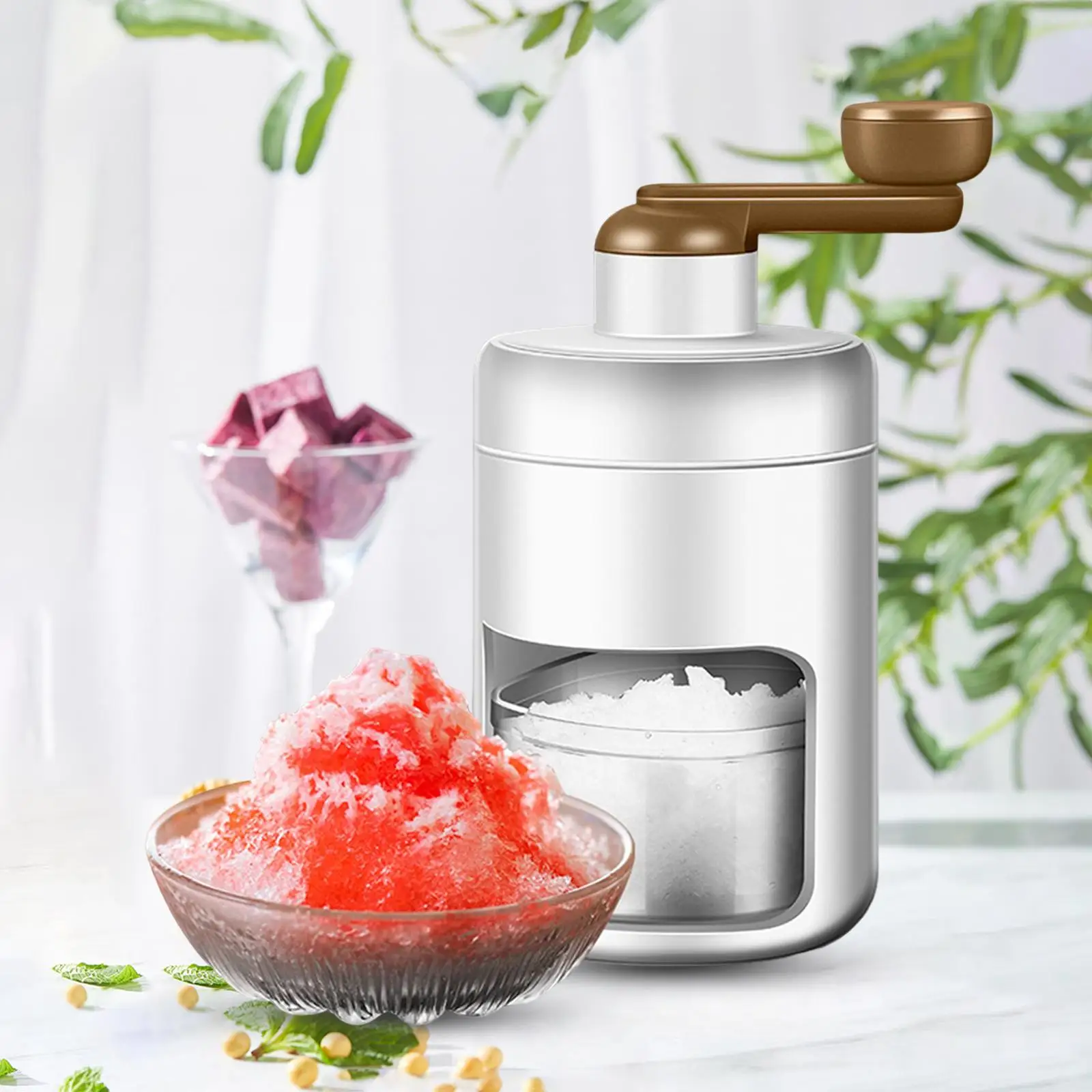 Portable Snow Cone Machine Manual Ice Breaker for Family Restaurants Bars