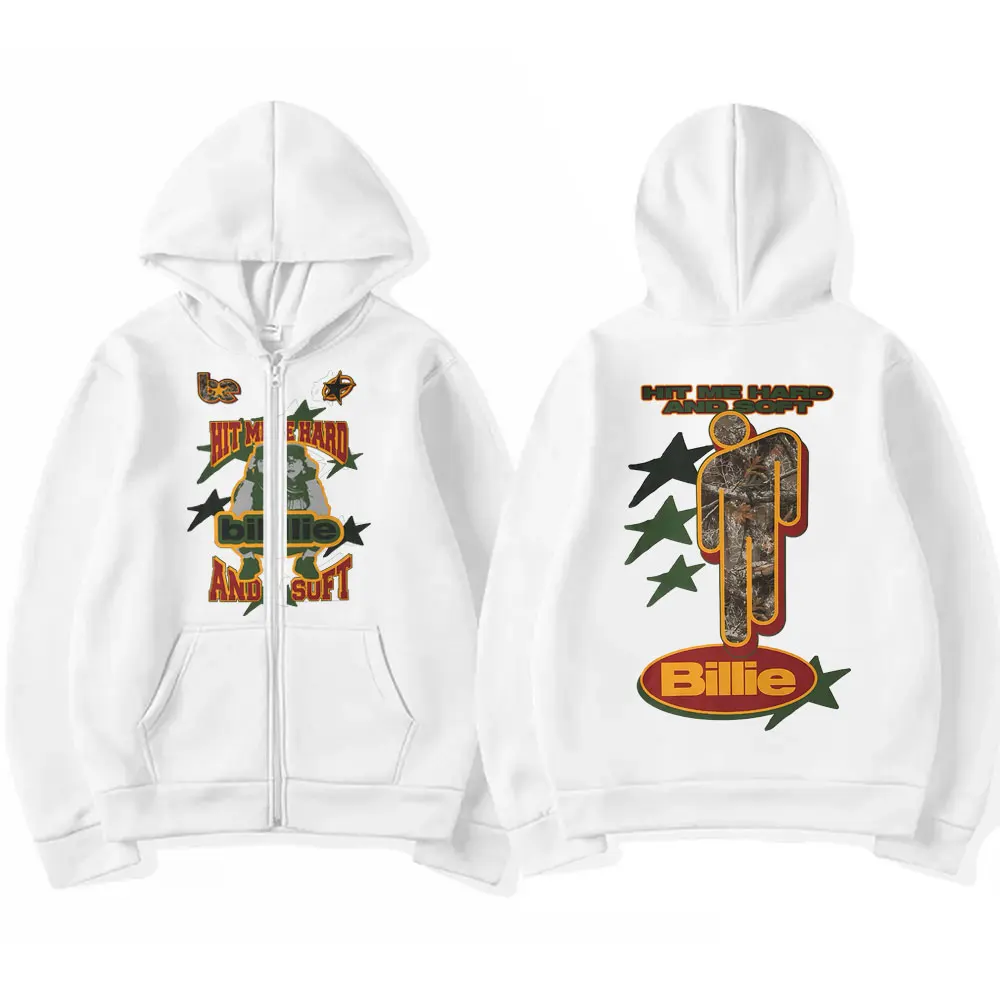 

Hit Me Hard and Soft Same Style Merch Zipper Hoodie Men Women Fashion Pop Music Zip Up Jacket Male Oversized Zip Up Sweatshirt