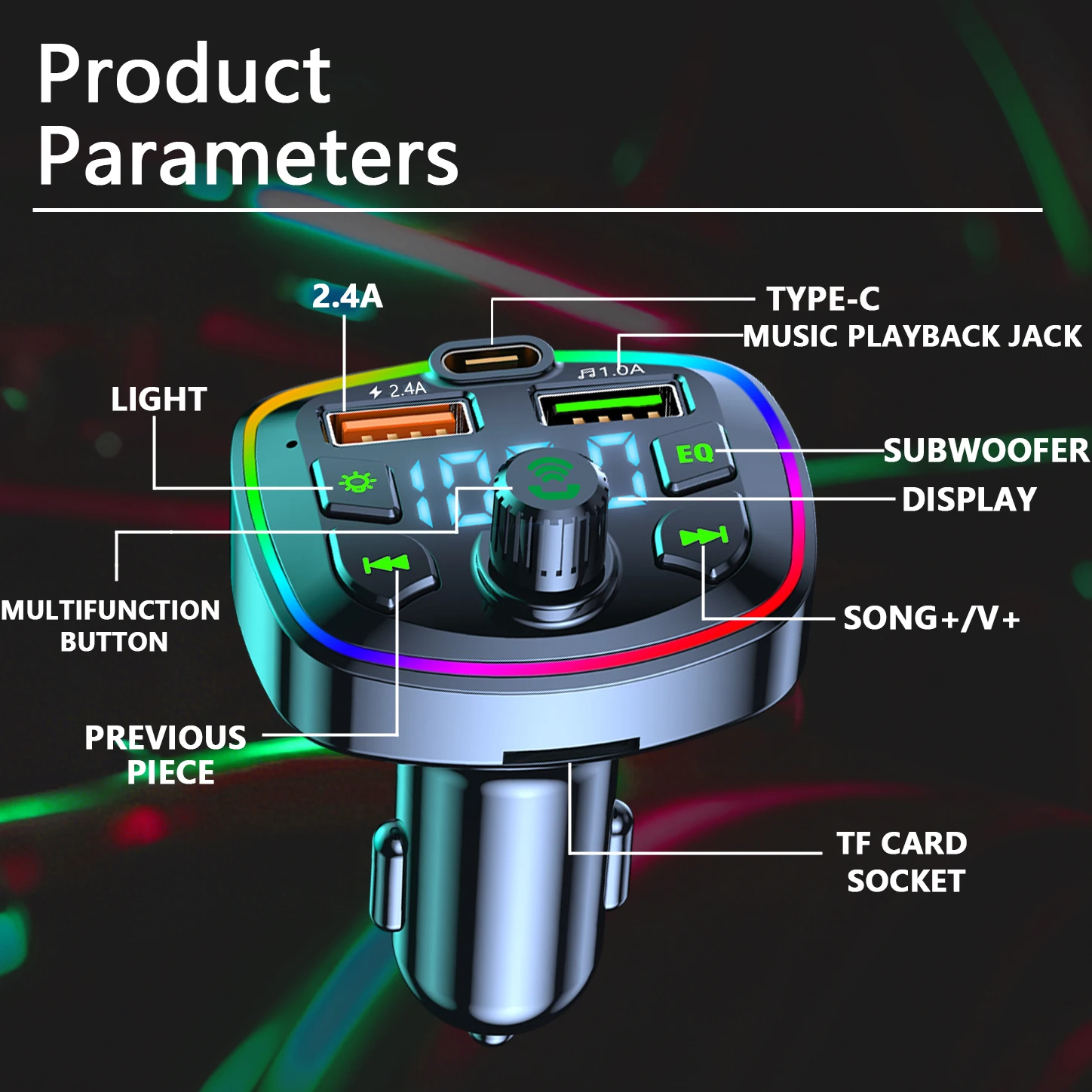 شاحن سيارة لاسلكي سيارة مشغل MP3 FM الارسال Bluetooth5.0 المزدوج USB ميناء PD شحن سريع الأيدي الحرة دعم TF بطاقة U القرص