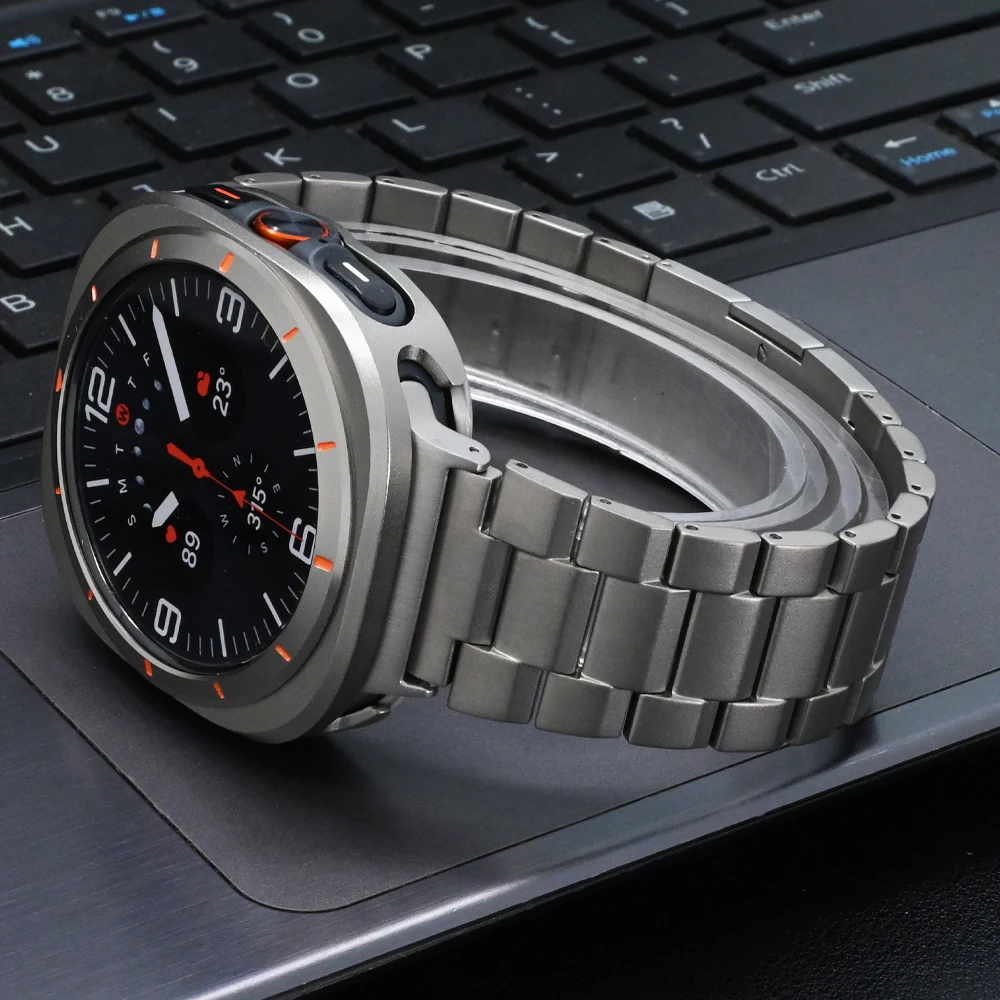 سوار تيتانيوم فاخر لهاتف سامسونج جالاكسي الترا سوار معدني سريع الإصدار لساعة سامسونج جالاكسي الترا 47 ملم للرجال